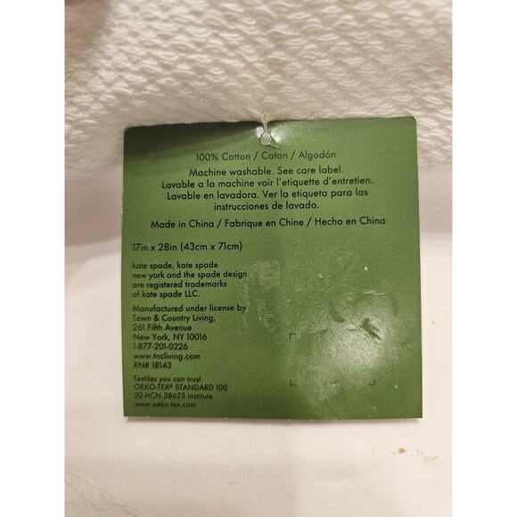 Kate Spade Set of 2 Kitchen Towels Rocks Glass Drink 17"X28" 100% Cotton White‎ - Picture 7 of 7